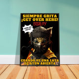 Póster Semibrillante de Gato con Marco Metal "¡Get Over Here, Atún!" Michilandia | La tienda online de los amantes de gatos