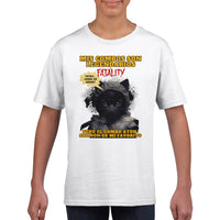 Camiseta júnior unisex estampado de gato "Noob Catbot"