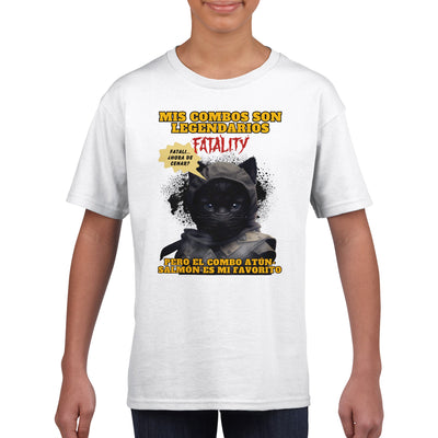 Camiseta júnior unisex estampado de gato 