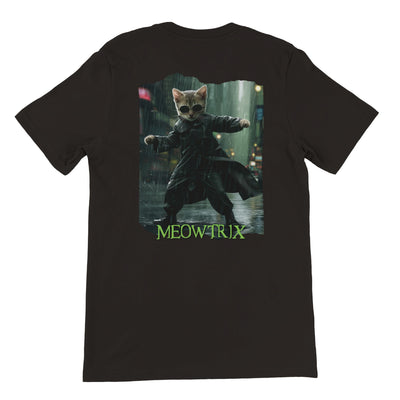 Camiseta Prémium Unisex Impresión Trasera de Gato "Neo Miau" Michilandia | La tienda online de los fans de gatos