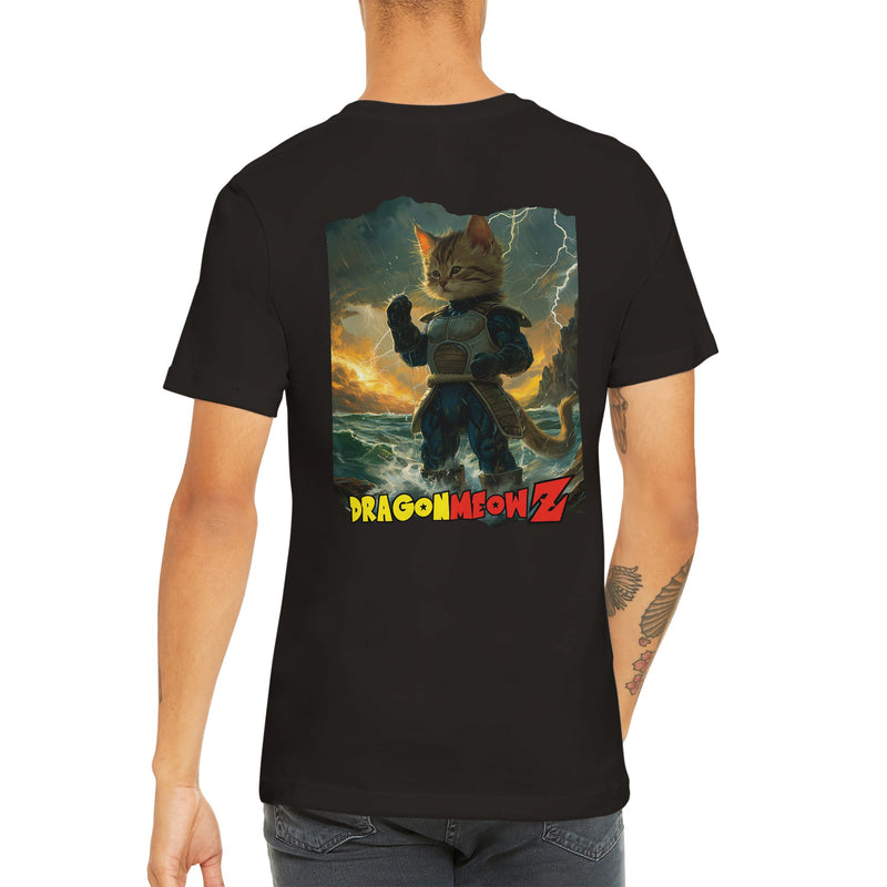 Camiseta Prémium Unisex Impresión Trasera de Gato 