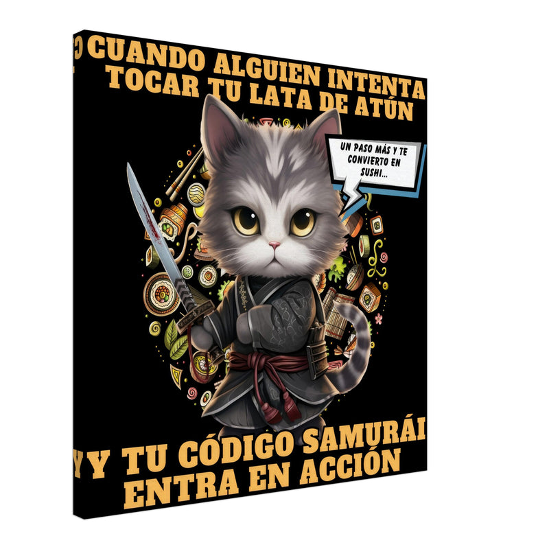 Lienzo de gato "El Samurai del Atún" Michilandia | La tienda online de los amantes de gatos