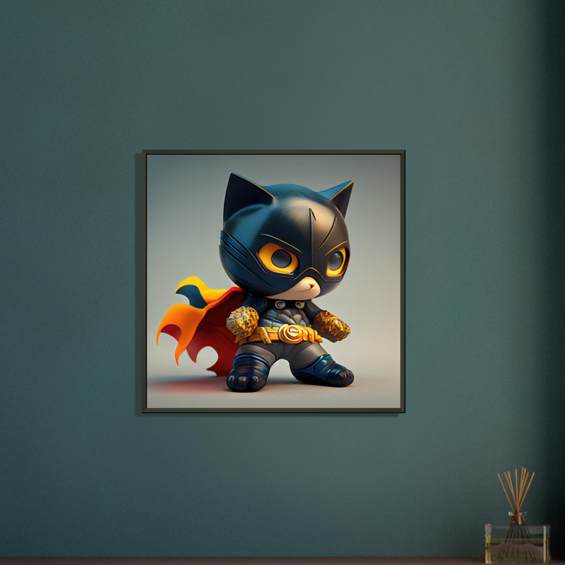 Póster semibrillante de gato con marco metal "Superpurr" Gelato