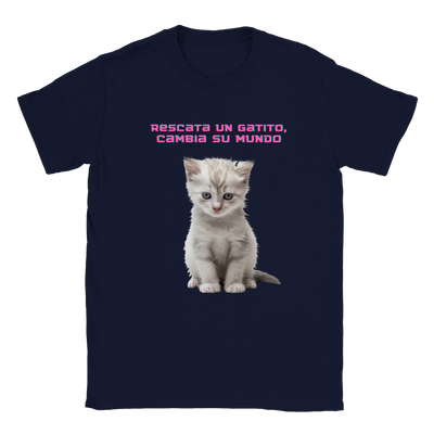 Camiseta unisex estampado de gato "Rescata un gatito" Gelato