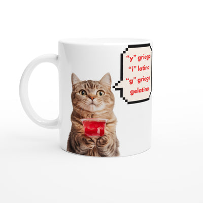 Taza Blanca con Impresión de Gato 