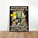 Póster Semibrillante de Gato con Marco Metal "Hulk comer ya" Michilandia | La tienda online de los amantes de gatos