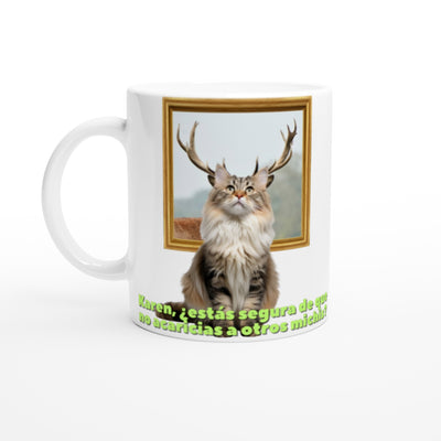 Taza Blanca con Impresión de Gato 