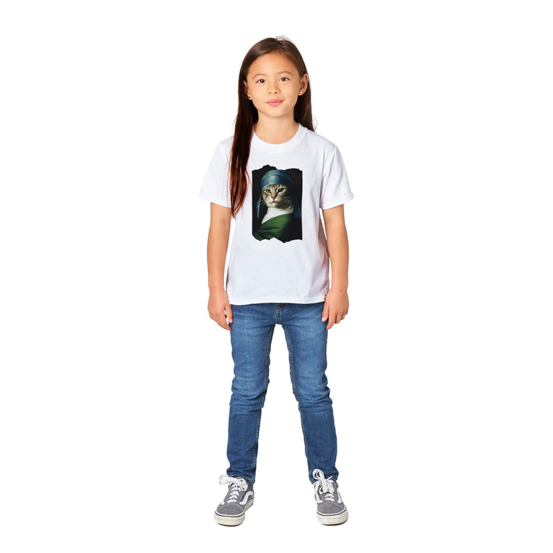 Camiseta Junior Unisex Estampado de Gato "Retrato Renacentista" Michilandia | La tienda online de los fans de gatos