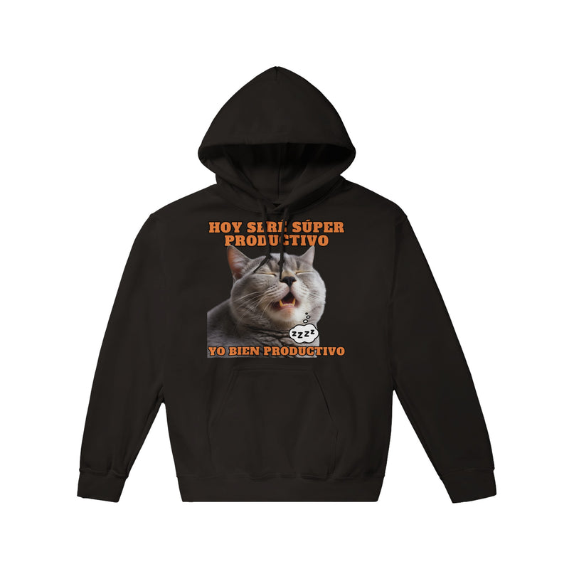 Sudadera con Capucha Unisex Estampado de Gato "Siesta Productiva" Michilandia | La tienda online de los fans de gatos