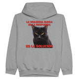 Sudadera con capucha júnior estampado de gato "Red Purr Energy" Michilandia | La tienda online de los fans de gatos