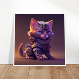 Póster semibrillante de gato con marco de madera "El Gato Fortnitense" Gelato