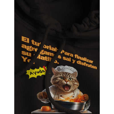 Sudadera con Capucha Unisex Estampado de Gato "Chef en Apuros" Michilandia | La tienda online de los fans de gatos