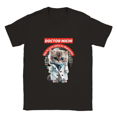 Camiseta unisex estampado de gato "Doctor michi" Gelato