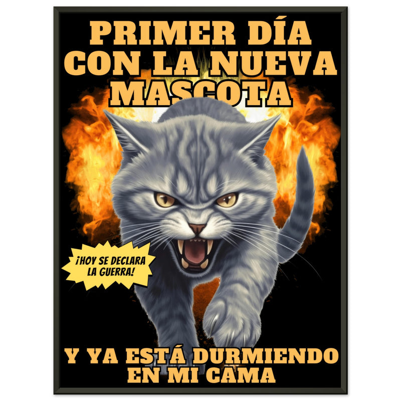 Póster Semibrillante de Gato con Marco Metal 