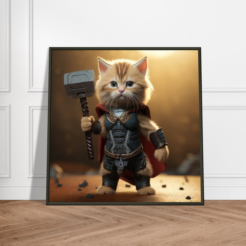 Póster semibrillante de gato con marco metal 