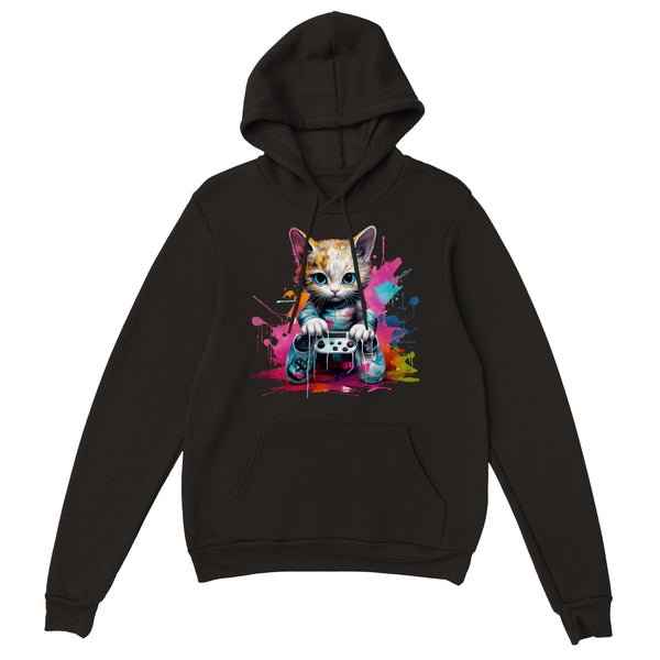 Sudadera con capucha unisex estampado de gato "Fluffy Gaming"