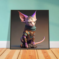 Póster semibrillante de gato con marco metal "BeerSphynx"