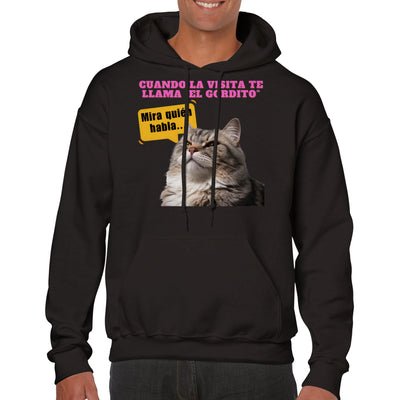 Sudadera con capucha unisex estampado de gato 