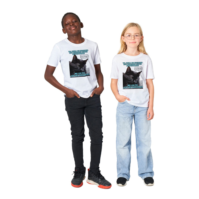 Camiseta Junior Unisex Estampado de Gato "Hora de mimar al gato" Michilandia | La tienda online de los amantes de gatos