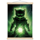 Póster semibrillante de gato con colgador "El Michi Linterna Verde"