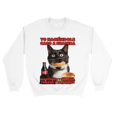 Sudadera Unisex Estampado de Gato "Masticar y Tragar" Michilandia | La tienda online de los fans de gatos