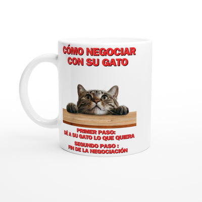 Taza Blanca con Impresión de Gato 