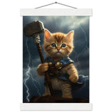 Póster semibrillante de gato con colgador "Mjölnir Felino" Gelato