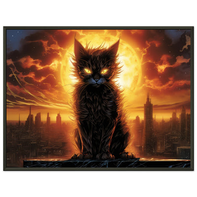 Póster semibrillante de gato con marco metal 