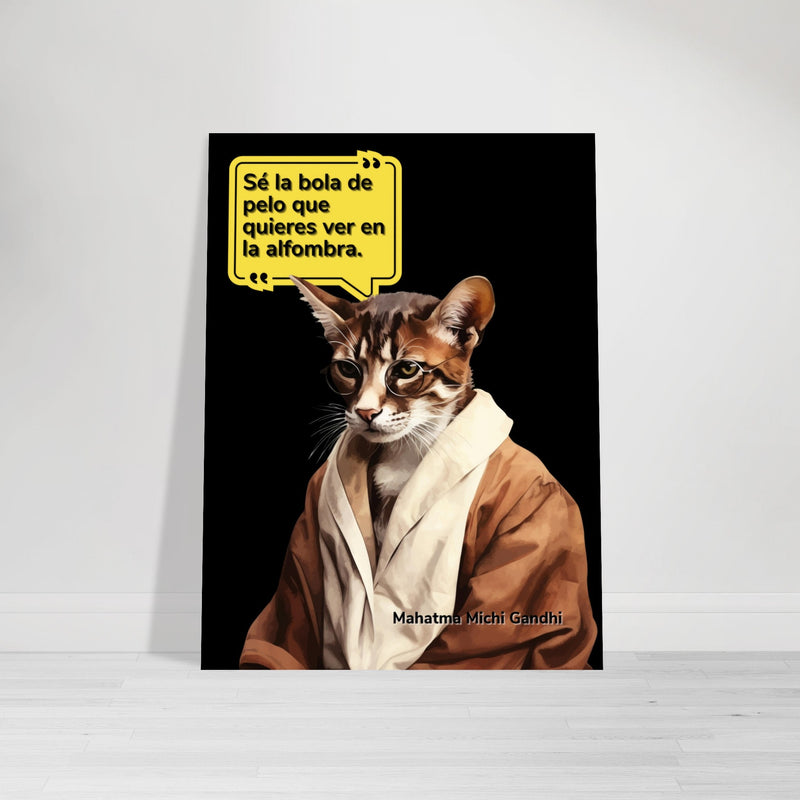 Panel de aluminio impresión de gato "Mahatma Michi Gandhi" Michilandia | La tienda online de los amantes de gatos