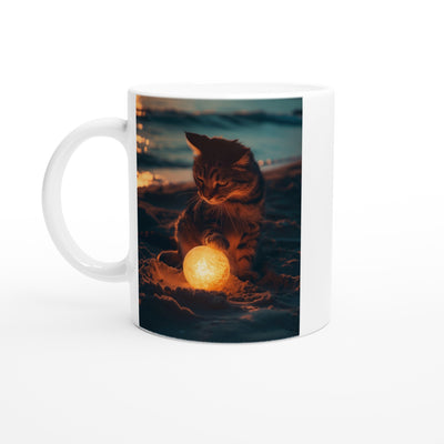 Taza Blanca con Impresión de Gato 