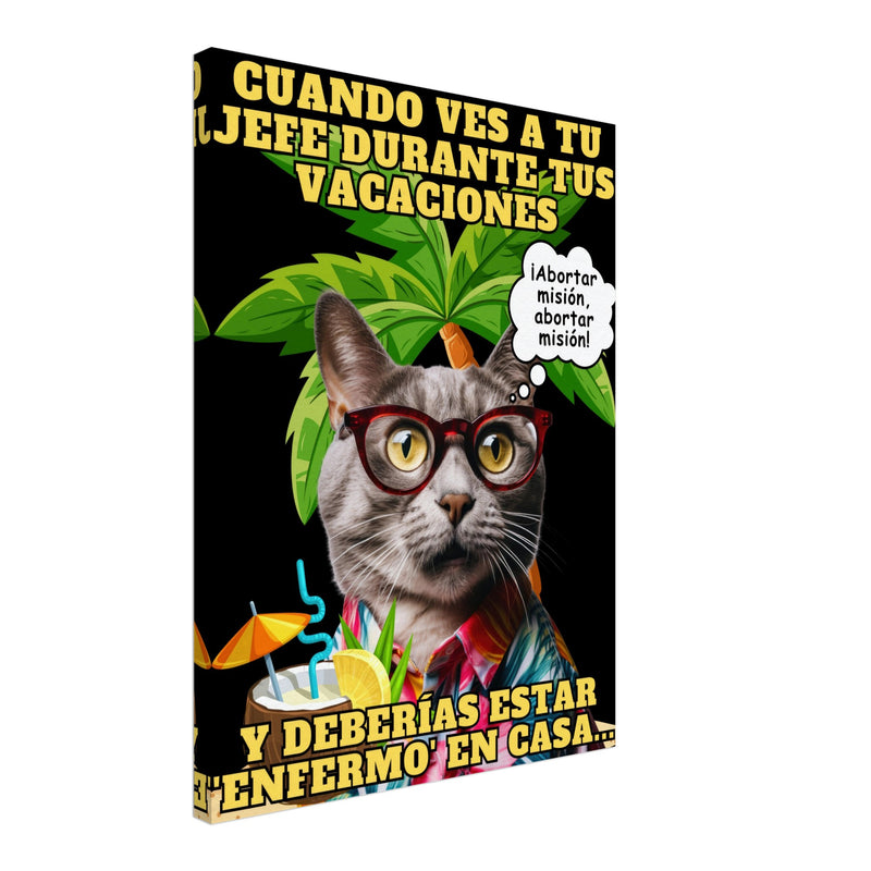 Lienzo de Gato "Vacaciones Clandestinas" Michilandia | La tienda online de los amantes de gatos