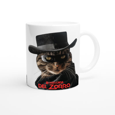 Taza Blanca con Impresión de Gato "Miau Enmascarado" Michilandia