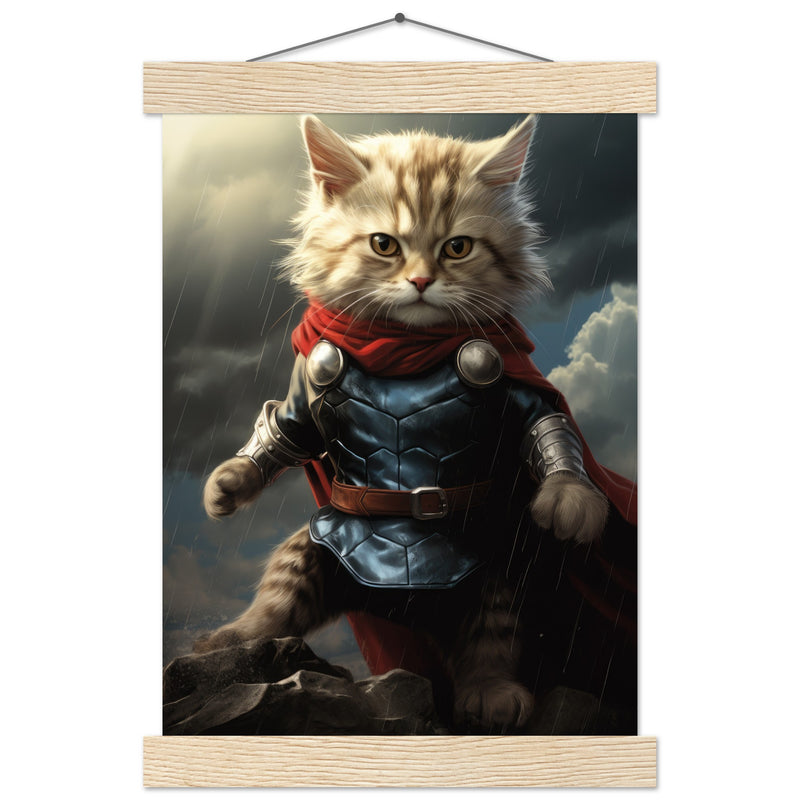 Póster semibrillante de gato con colgador "Thor Felino" Gelato