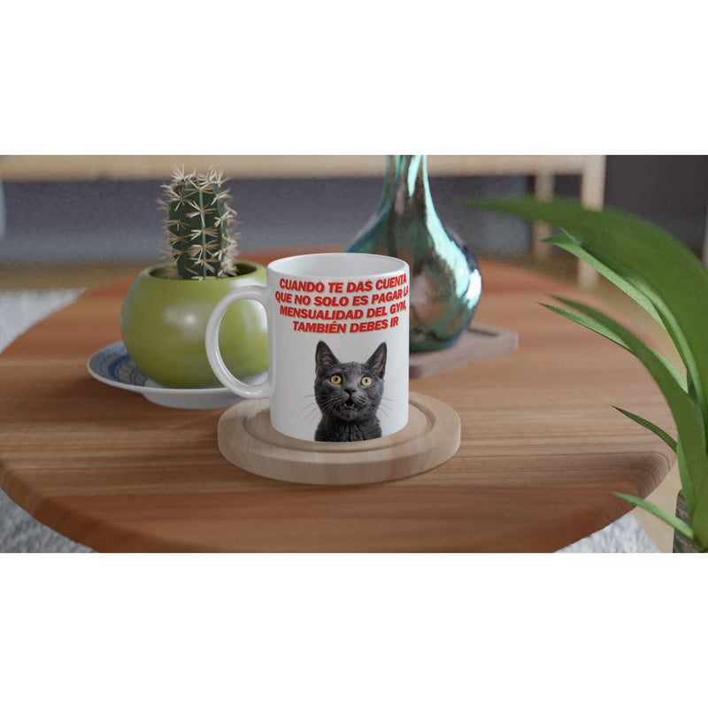 Taza Blanca con Impresión de Gato "Membership" Michilandia | La tienda online de los fans de gatos