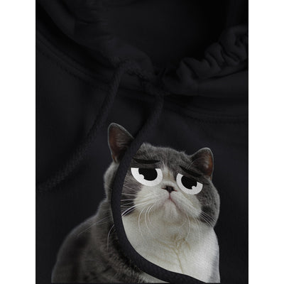 Sudadera con Capucha Unisex Estampado de Gato "Triste pero Gracioso" Michilandia