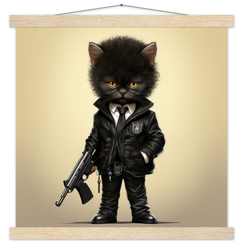 Póster semibrillante de gato con colgador "Michi Jules Winnfield" Gelato