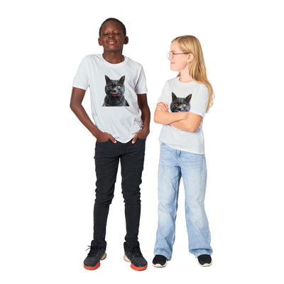 Camiseta Junior Unisex Estampado de Gato "Sonrisa Cartoon" Michilandia