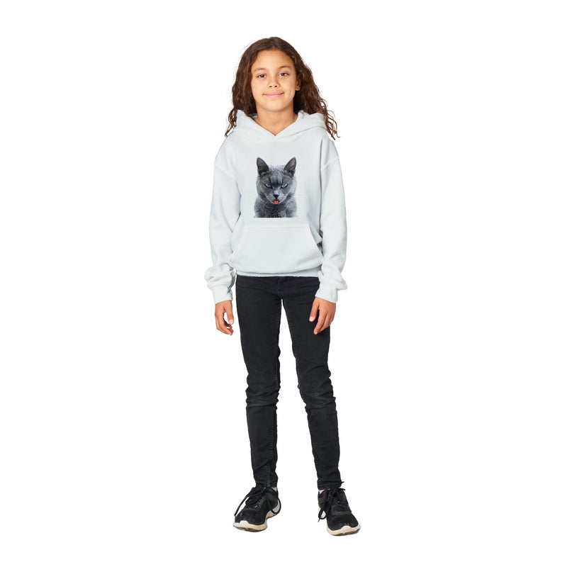 Sudadera con capucha júnior estampado de gato "Burla Felina" Michilandia