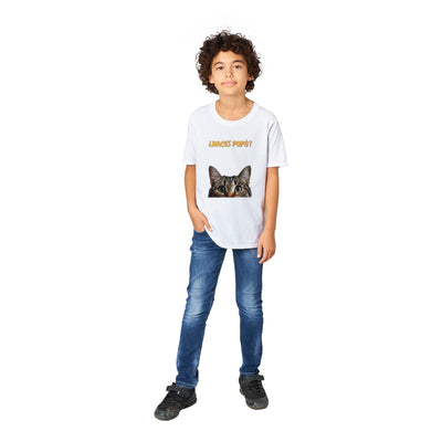 Camiseta Junior Unisex Estampado de Gato "Consulta Curiosa" Michilandia | La tienda online de los fans de gatos