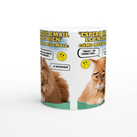 Taza blanca con impresión de gato "Melancolía Digital" Michilandia | La tienda online de los amantes de gatos