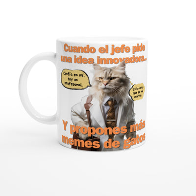 Taza Blanca con Impresión de Gato 