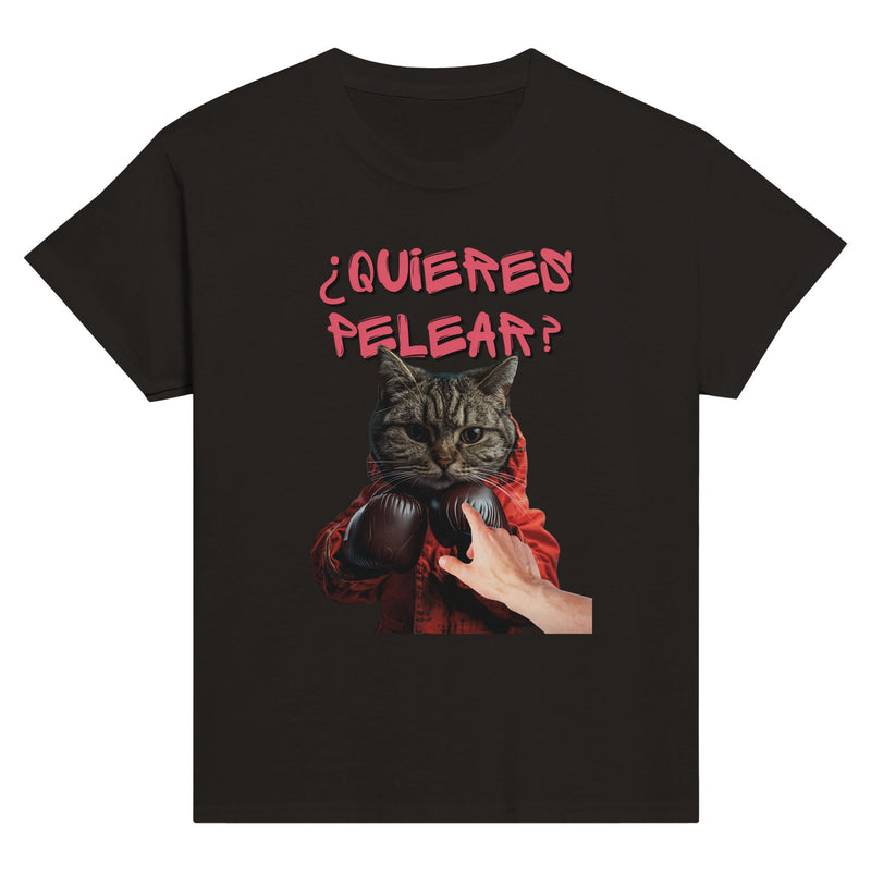 Camiseta Junior Unisex Estampado de Gato "¿quieres pelear?" Michilandia | La tienda online de los fans de gatos