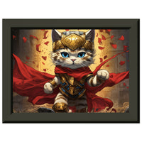 Póster semibrillante de gato con marco metal "Epic Wonder Kitty"