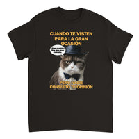 Camiseta Unisex Estampado de Gato "Dilema de Gala" Michilandia | La tienda online de los fans de gatos