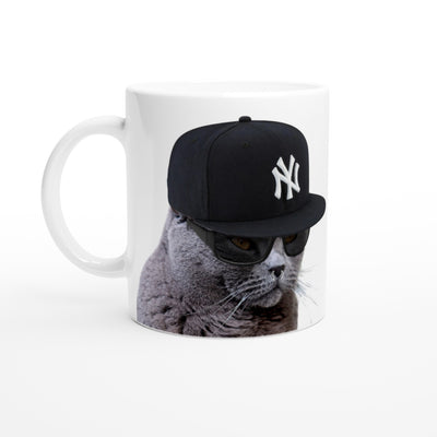 Taza Blanca con Impresión de Gato 