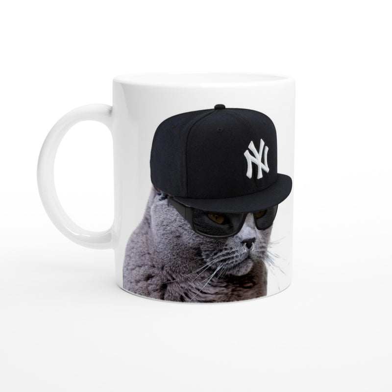 Taza Blanca con Impresión de Gato 