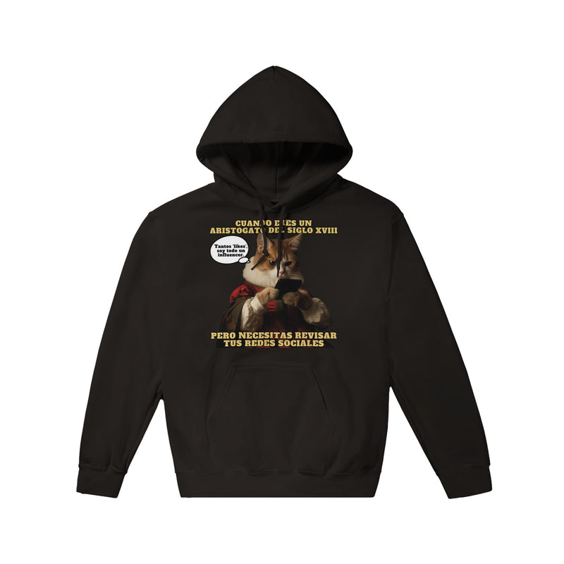 Sudadera con Capucha Unisex Estampado de Gato "Aristogato Conectado" Michilandia | La tienda online de los fans de gatos