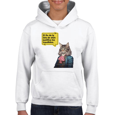 Sudadera con capucha júnior estampado de gato 