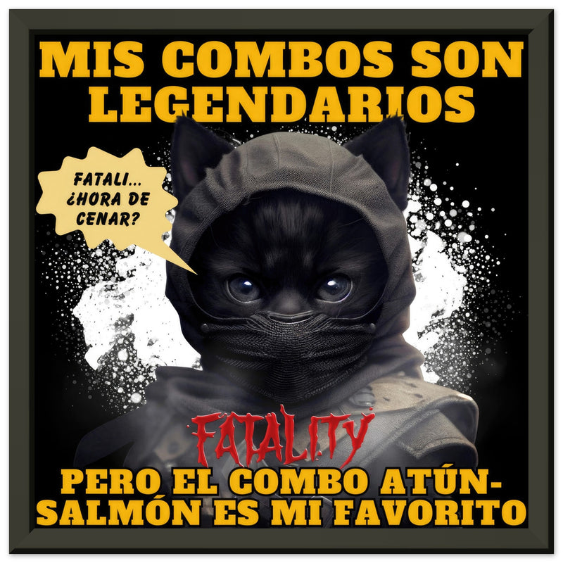 Póster Semibrillante de Gato con Marco Metal "Noob Catbot" Michilandia | La tienda online de los amantes de gatos