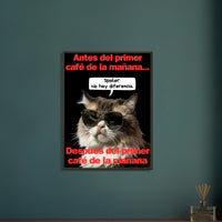 Póster Semibrillante de Gato con Marco Metal "Amanecer Grumpy" Michilandia | La tienda online de los fans de gatos